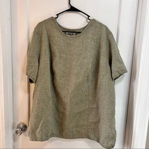 Flax plus size linen short sleeved top